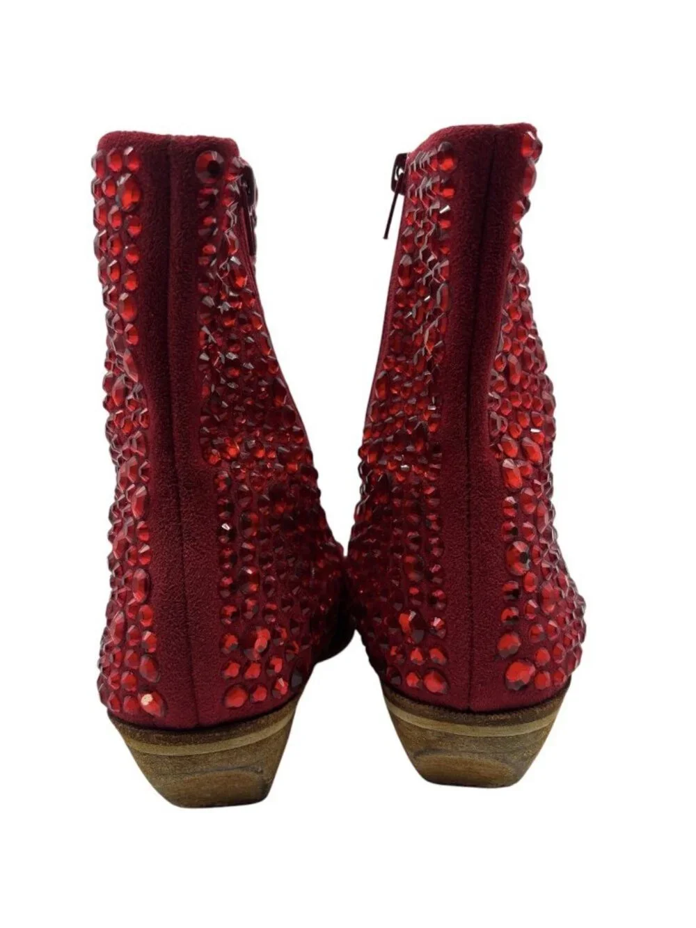 FREE PEOPLE x JEFFREY CAMPBELL Boots Women’s 7.5 M Heels Red Rhinestone Studded